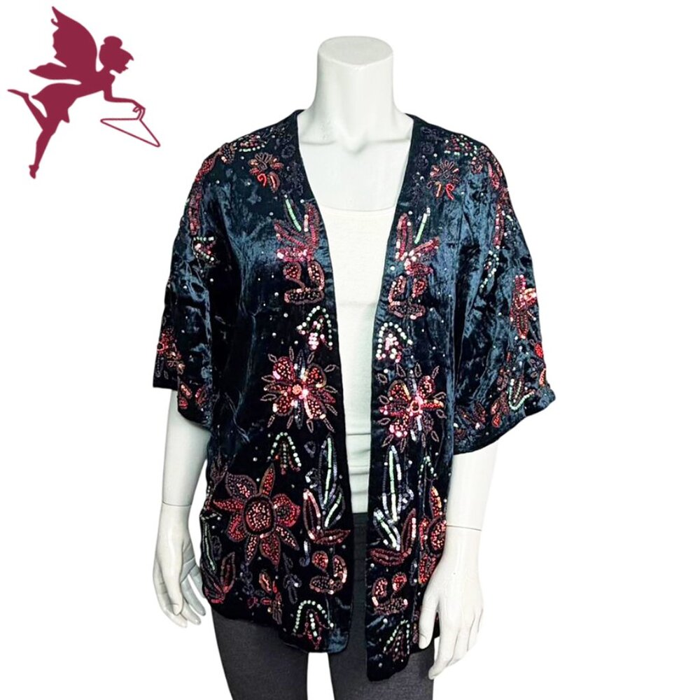 A PICTURE'S WORTH Teal Velvet Cardigan